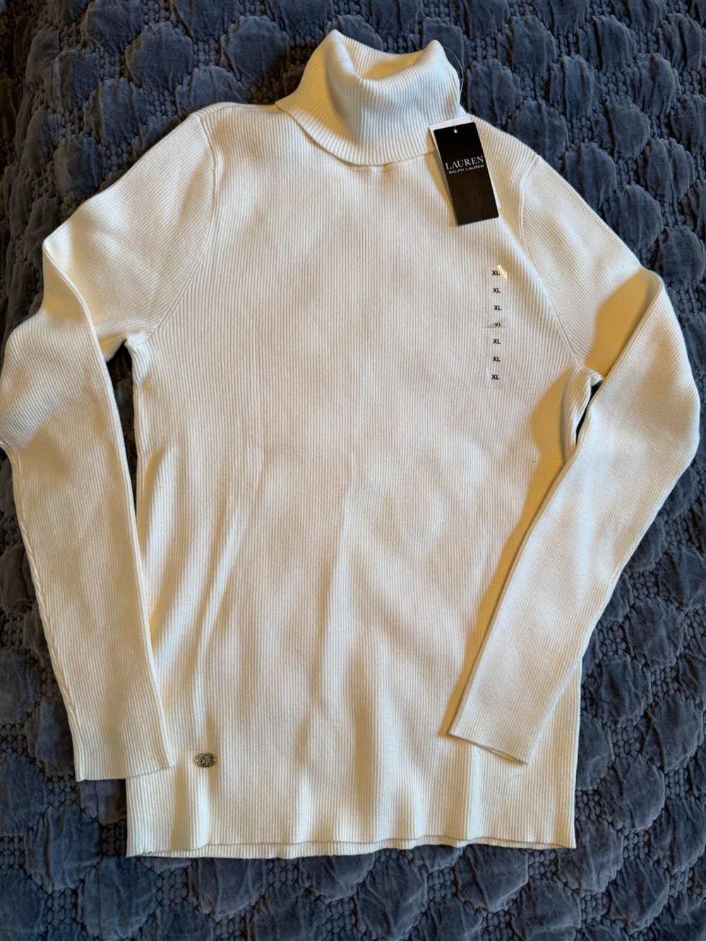 Ralph Lauren Cream Turtleneck Ribbed Sweater
